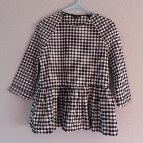 Victoria Beckham for Target Womens Blouse Size S White/Black Checkered/Gingham - Picture 1 of 9